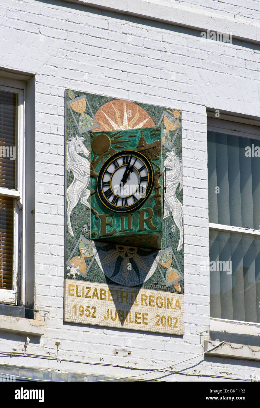 Clock Celebrating Queen Elizabeth II Golden Anniversary in Westerham Kent England Stock Photo