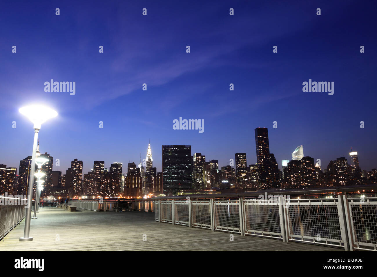 The Empire State Building And New York City Skyline At Night Stock 