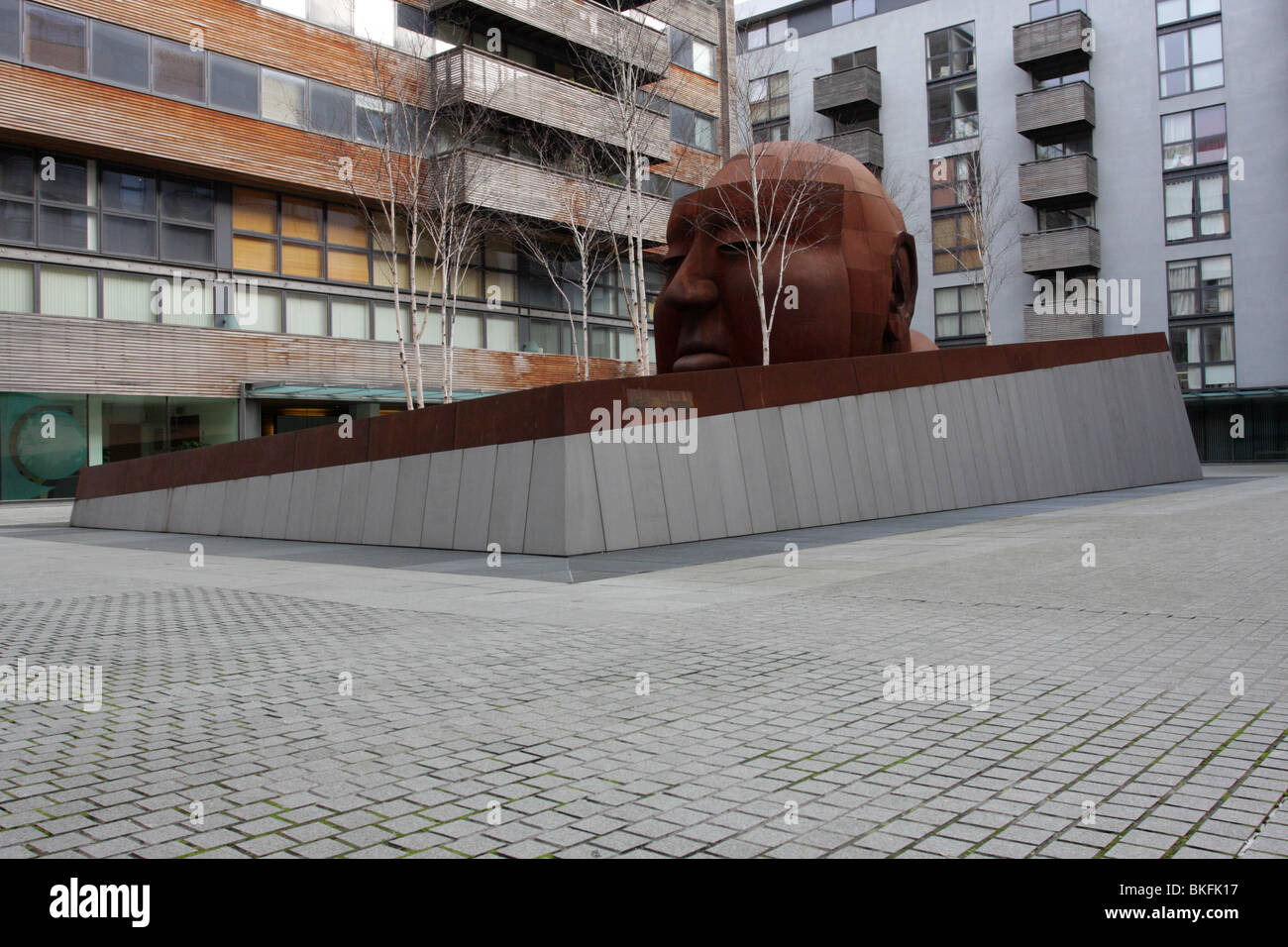 Gainsborough Studios in Islington, highlighted by sculpture of Alfred