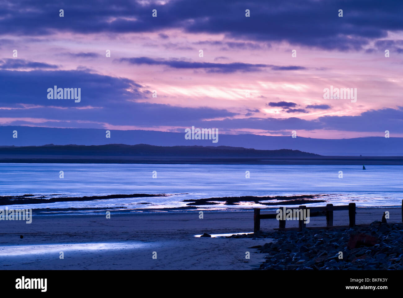 Sunset at Saunton sands,  Bideford bay near Braunton, North Devon, UK Stock Photo