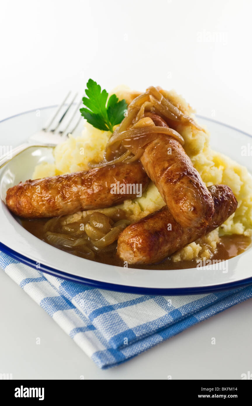 Sausages and mash Stock Photo