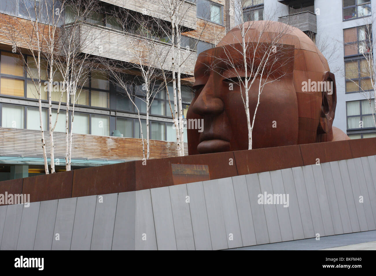 Gainsborough Studios in Islington, highlighted by sculpture of Alfred