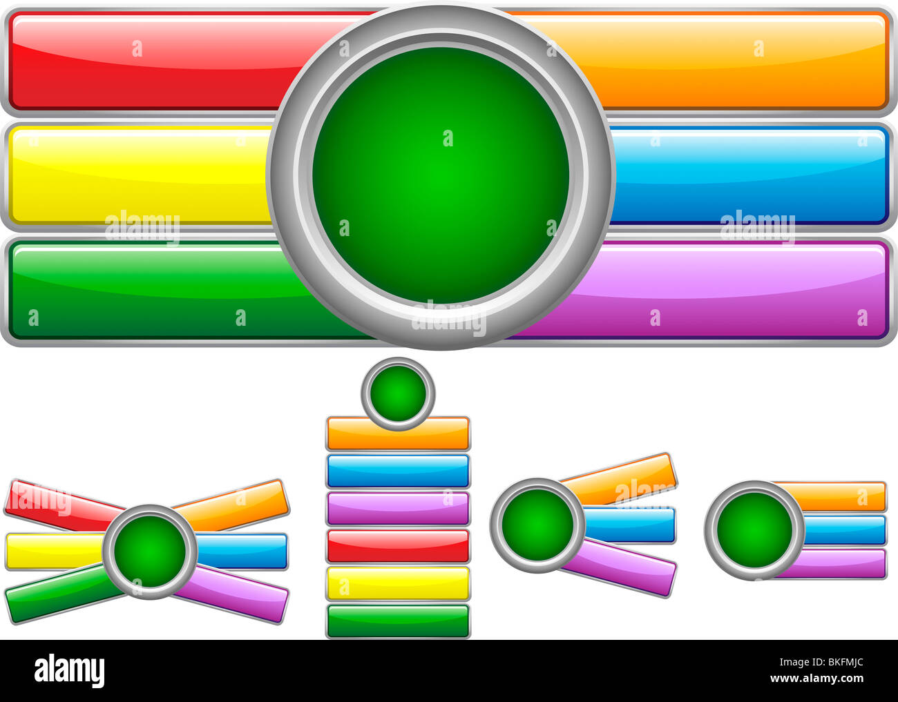 Glossy web buttons with colored bars Stock Photo