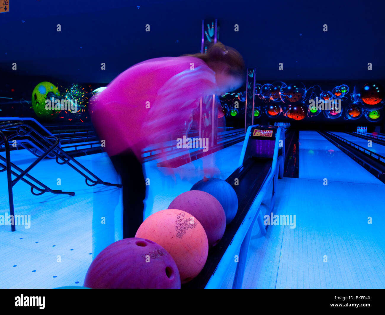 A Child Ten Pin Bowling, UK Stock Photo Alamy