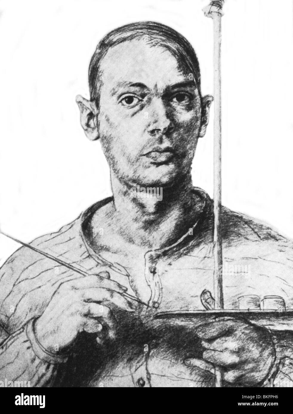 Tübke, Werner, 30.7.1929 - 27.5.2004, German artist (painter), portrait, pencil drawing, middle of 20th century, Stock Photo