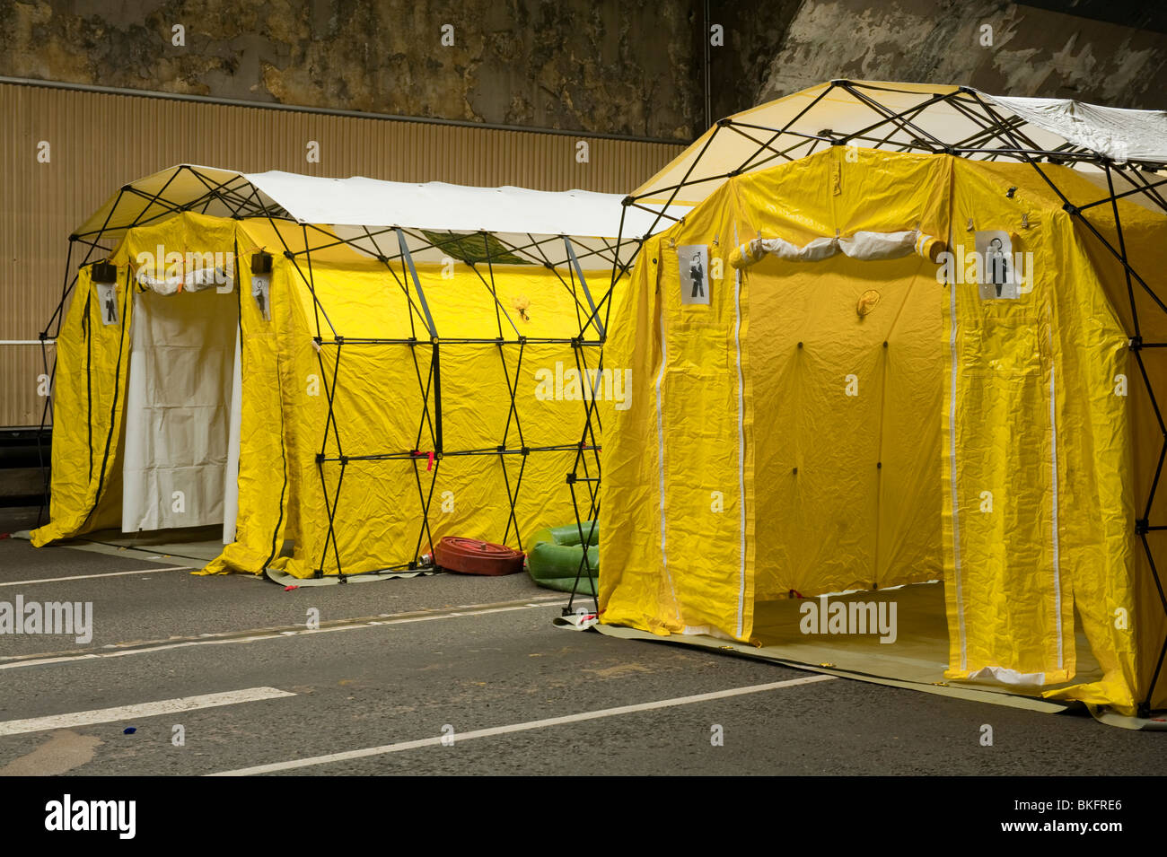 Fire Service Mass Decontamination Showers and Equipment Stock Photo Alamy
