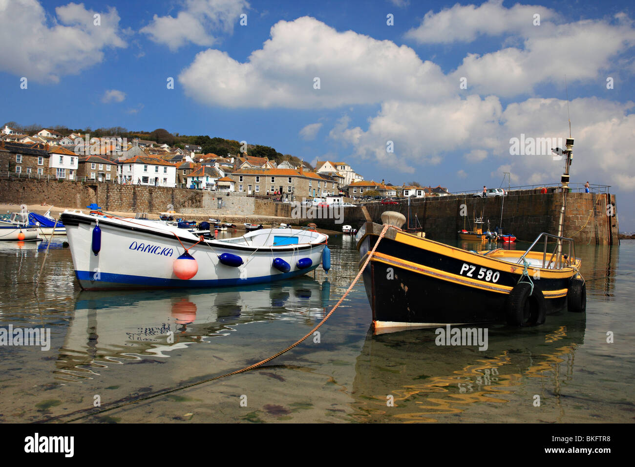 Boats Mousehole harbour Cornwall England Stock Photo - Alamy