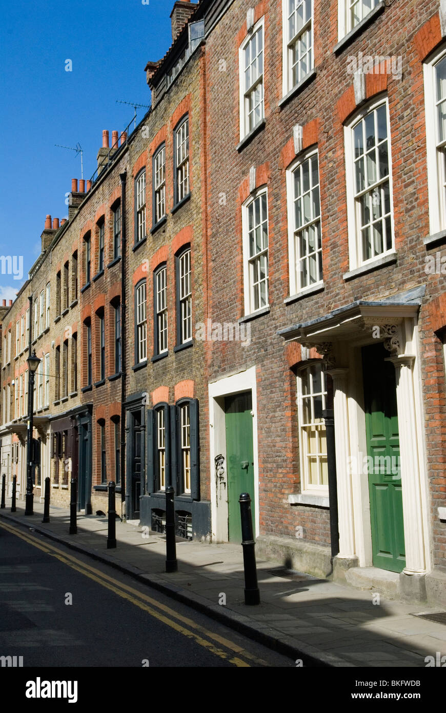 Spitalfields east London Uk. Georgian town houses. Fournier Street London EC1 2010, 2010s HOMER SYKES Stock Photo