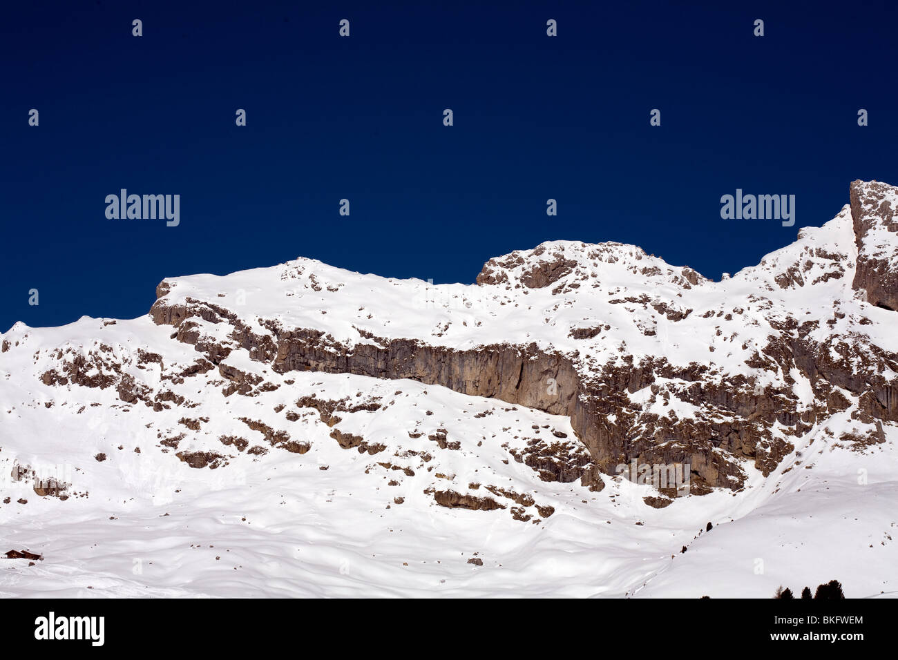 Cliff face on The Odle  Geislerspitzen  Selva Val Gardena Dolomites Italy Stock Photo