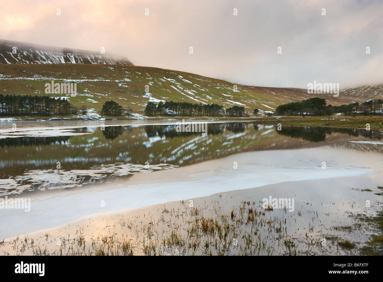 Upper Neuadd Reservoir, Brecon Beacons National Park, Powys, Wales, UK. Winter Stock Photo Alamy