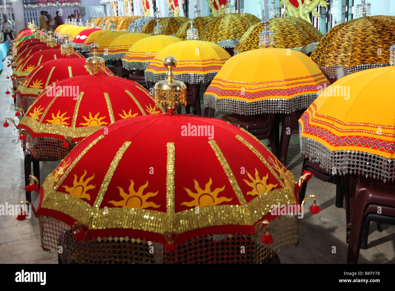 Chamayam,display Of Colored Umbrellas To Be Used For Thrissur Pooram,a ...