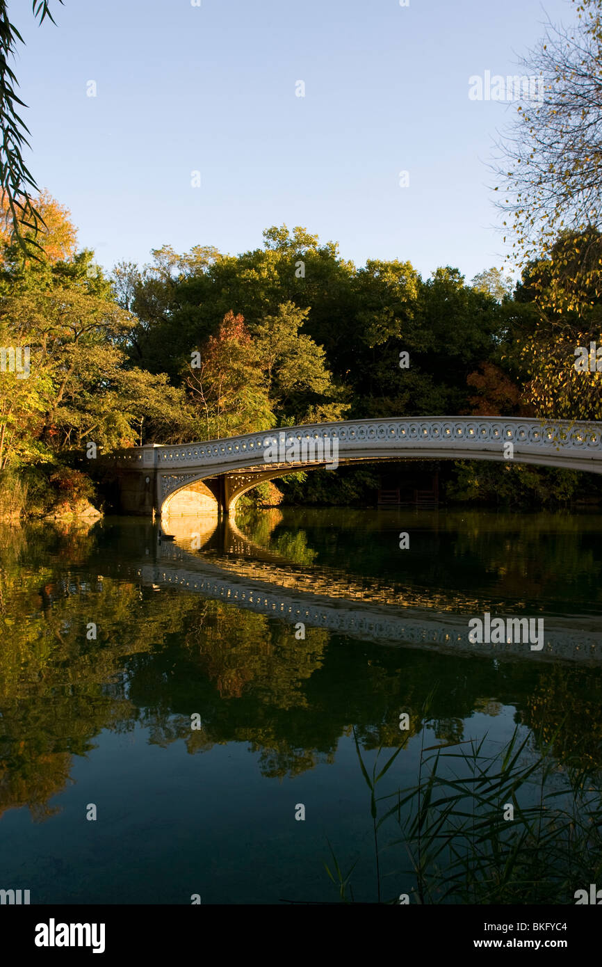 Bow Bridge and the Lake in New York's Central Park in the Fall Stock ...