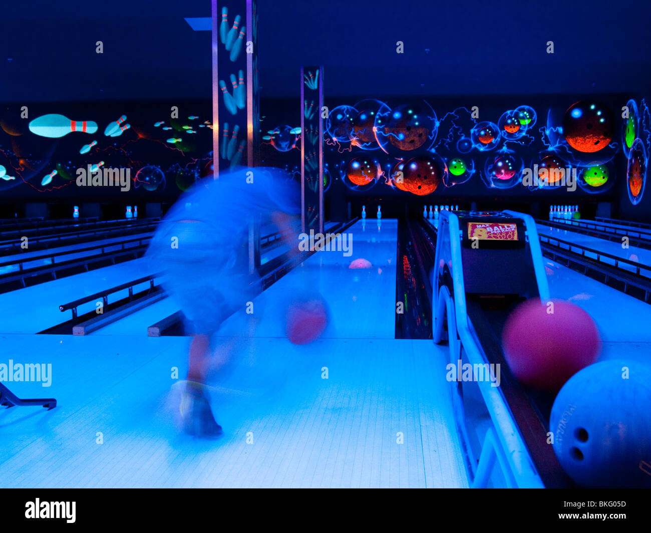 A Child Ten Pin Bowling, UK Stock Photo Alamy