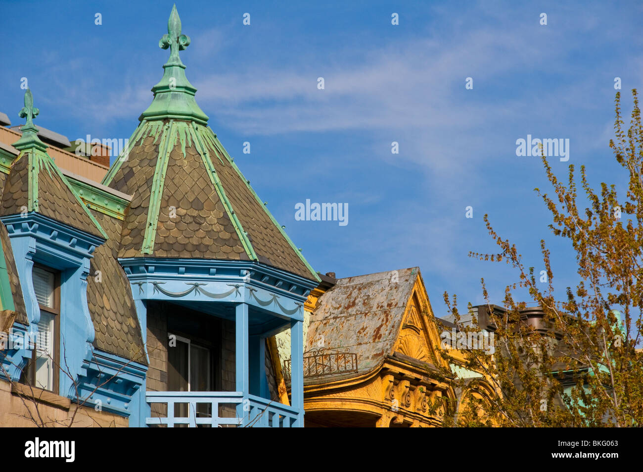 Colorful Typical rooftops on Saint Denis street Montreal Canada Stock Photo