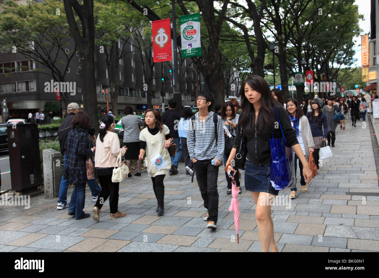 Omote-sando, upscale shopping boulevard lined with designer stores, Harajuku, Tokyo, Japan, Asia Stock Photo