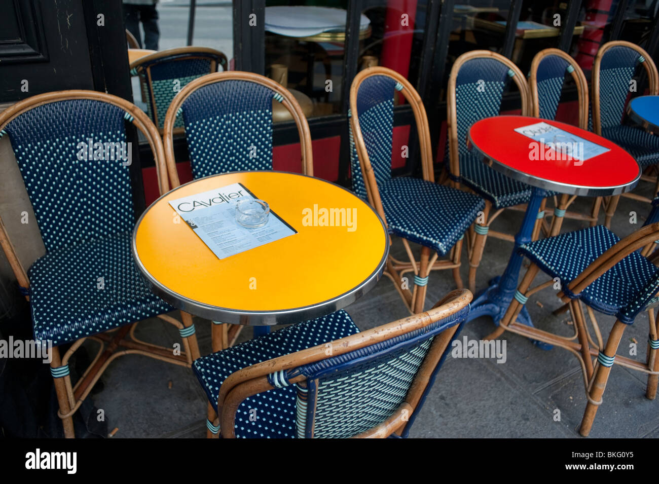 Paris caf terrace colorful chairs hi res stock photography and