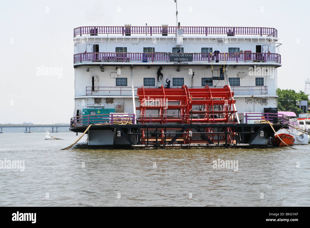 On the ferry across The Mandovi River from Betim to Panjim Stock Photo