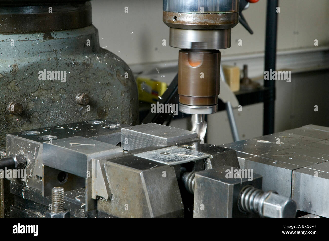 The cutting head of a milling machine showing the cutting action Stock