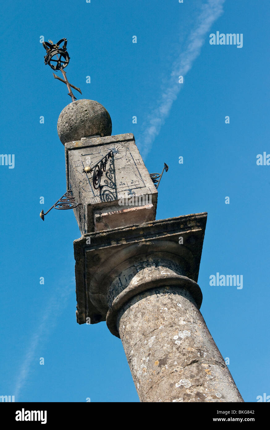 Multi-sided sundial in Steeple Ashton Wiltshire UK Stock Photo