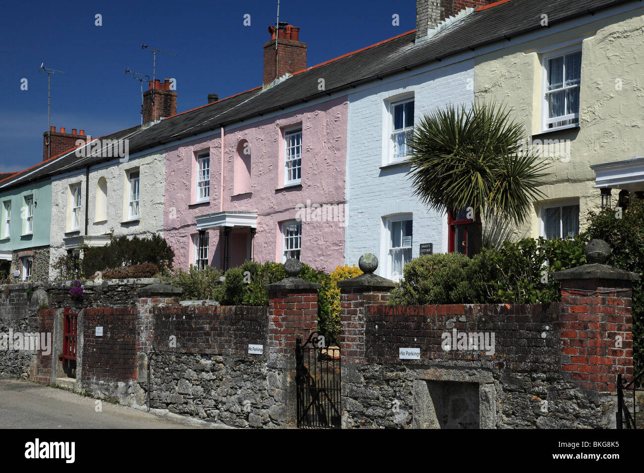 Cottages in Charlestown Cornwall England Stock Photo