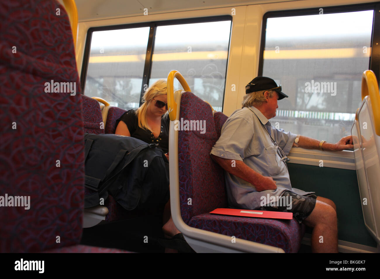 People on the train from Brisbane to Gold Coast, Australia Photo - Alamy