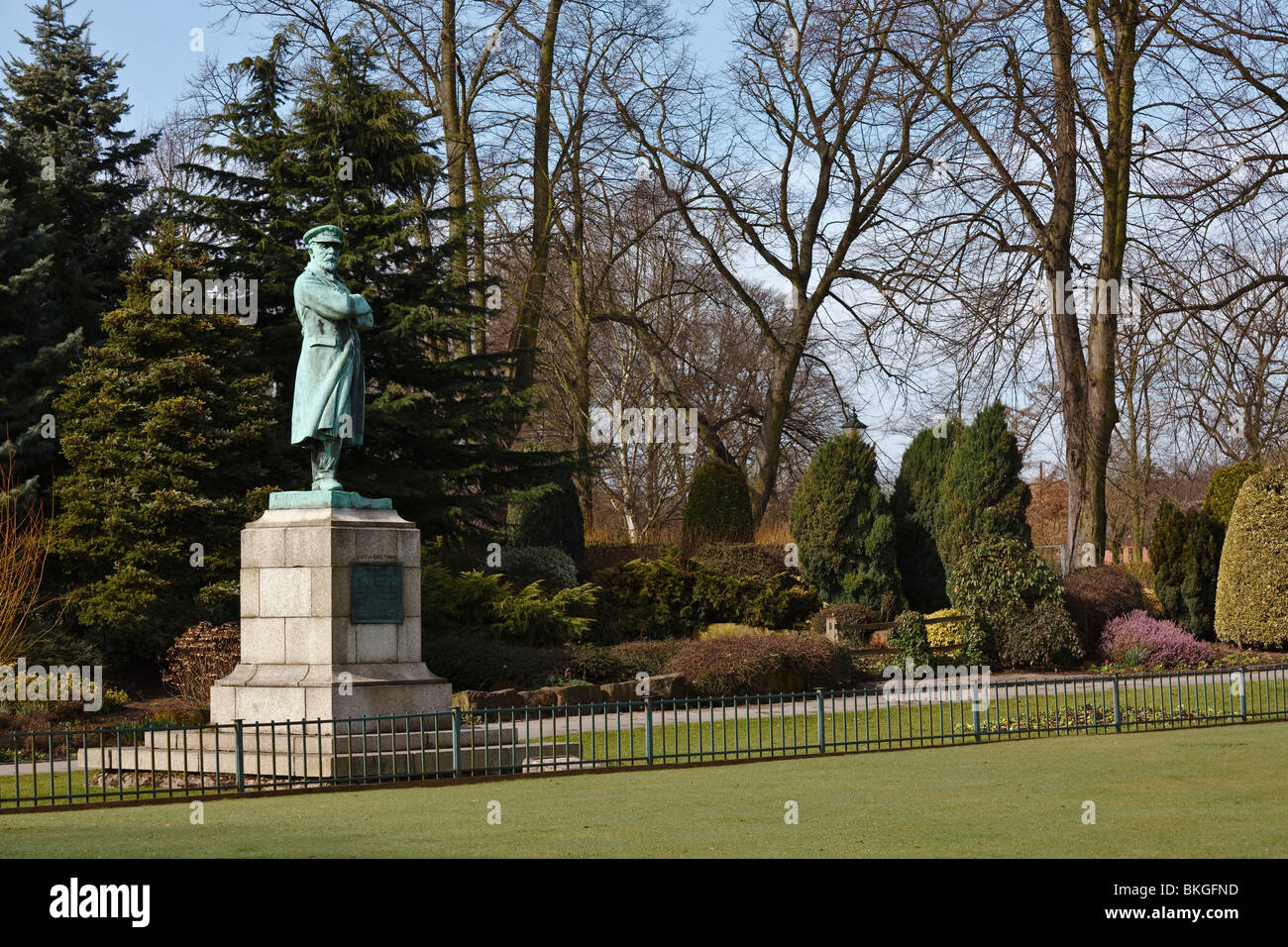 Statue of Captain Edward John Smith (Master of The Titanic), Beacon Park, Lichfield. Stock Photo