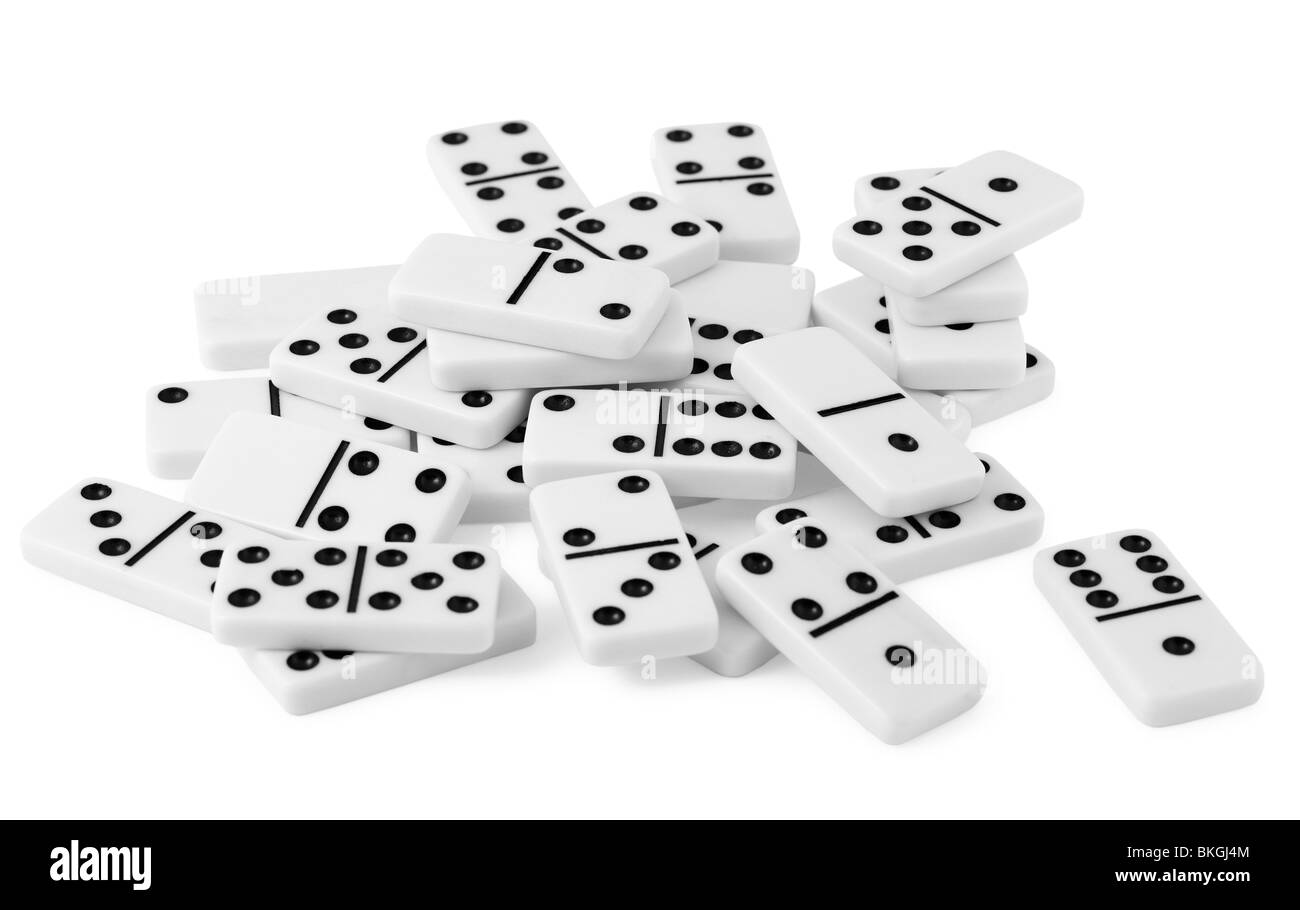 Bunch of dominoes isolated on a white background Stock Photo