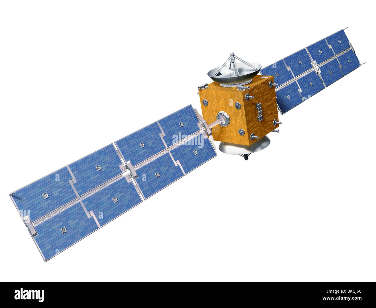 Original illustration of an isolated orbiting satellite Stock Photo