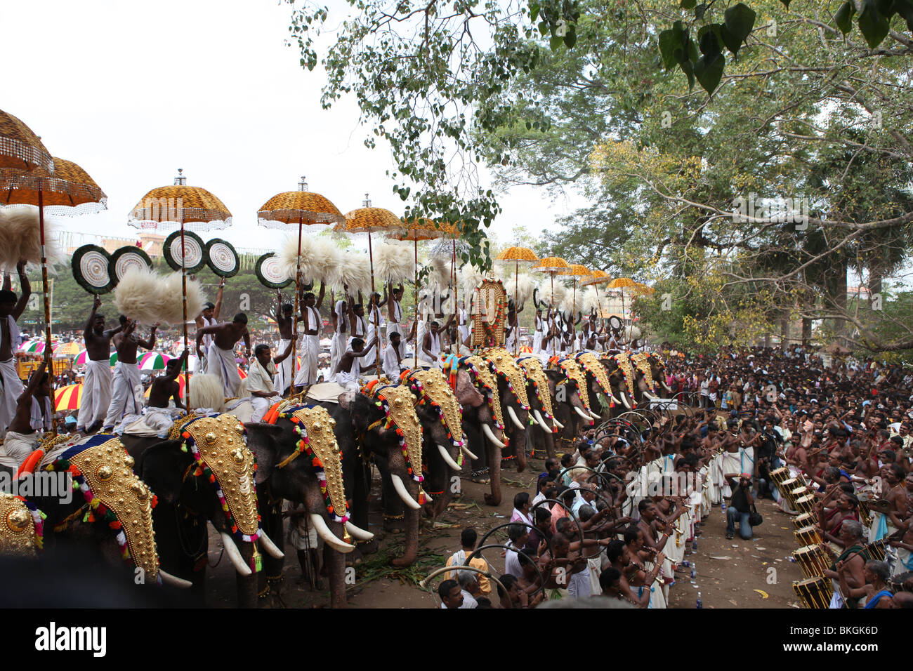thrissur pooram festival held every year in april/may,attracting thousands of people Stock Photo