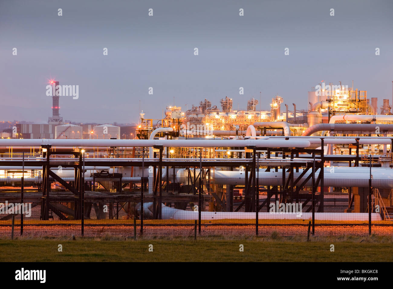 Centrica's gas plant in Barrow in Furness. This plant process's gas from the Morecambe bay gas field, Cumbria, UK. Stock Photo