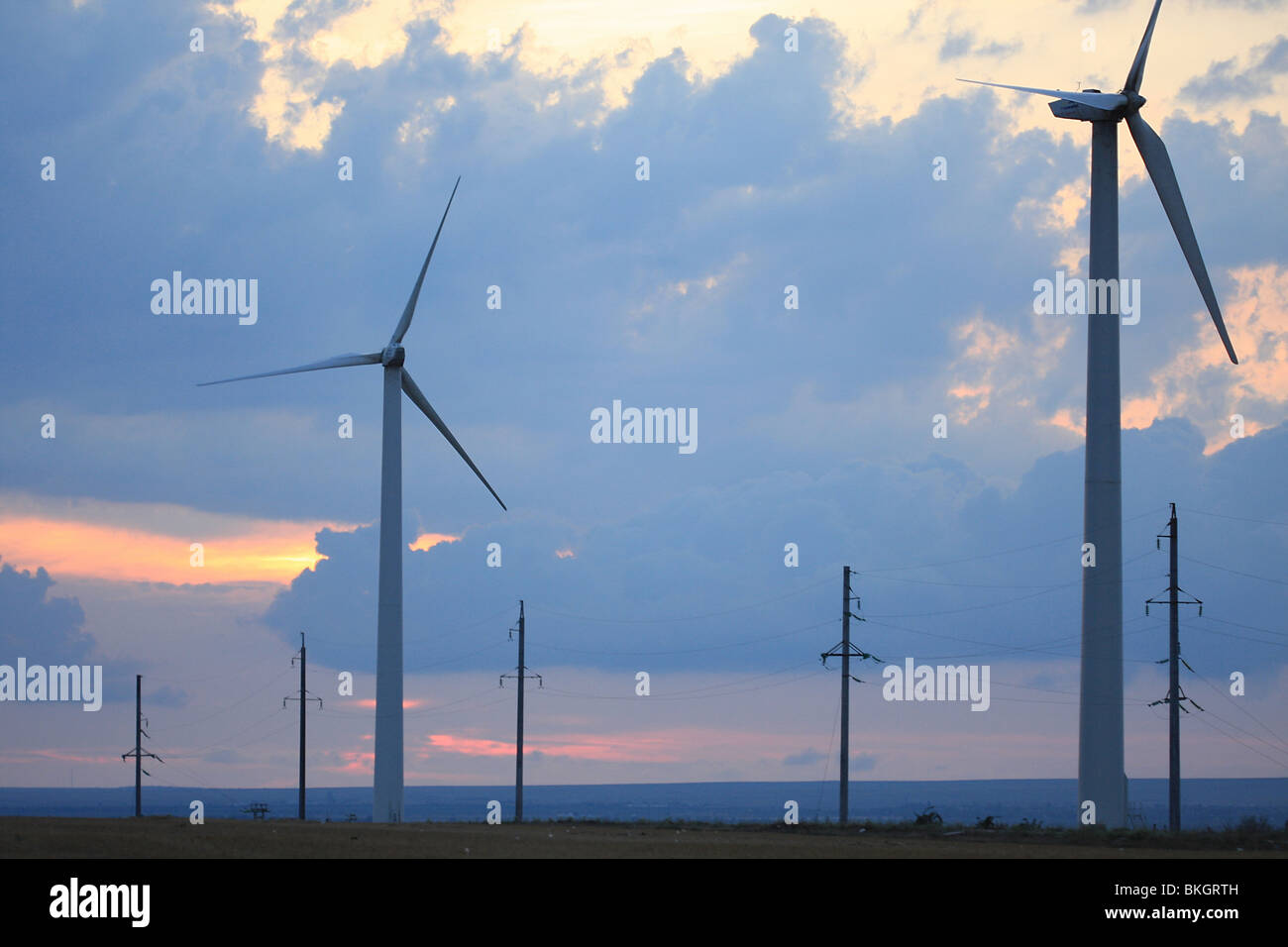 Wind turbines farm Stock Photo - Alamy