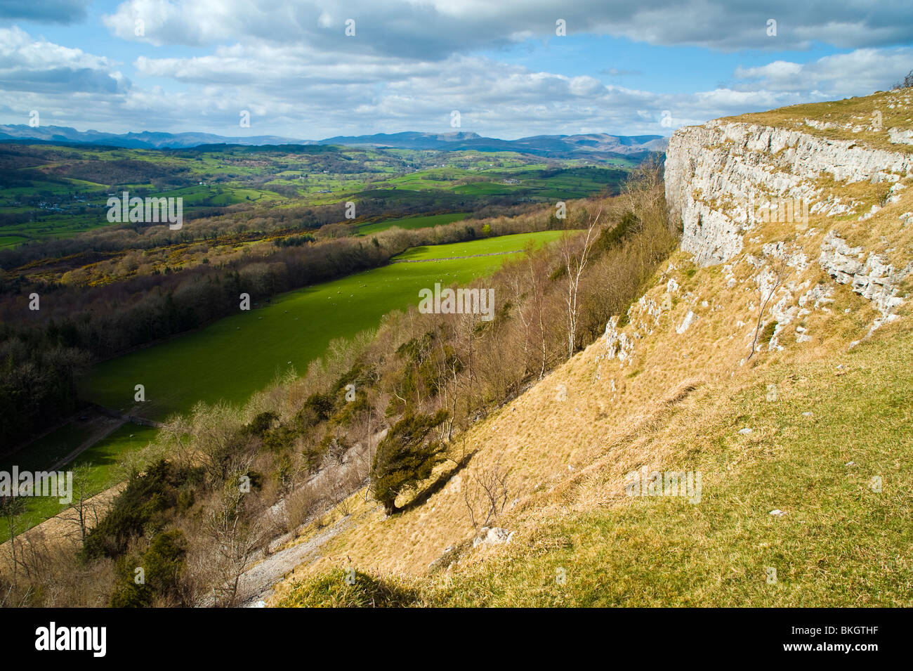The limestone ridge of Scout Scar near Kendal in the English Lake