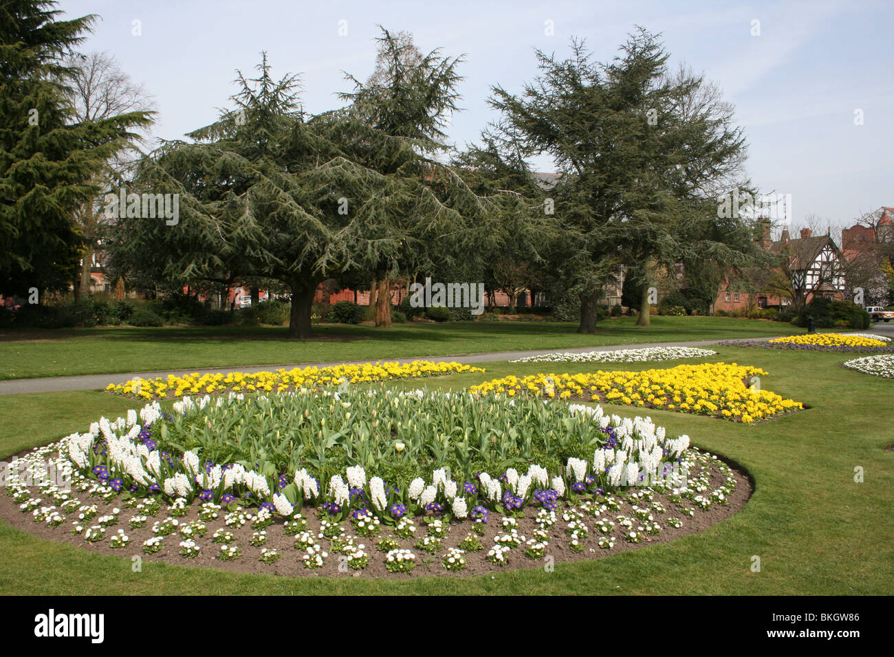 Flower Beds In Grosvenor Park, Chester, UK Stock Photo