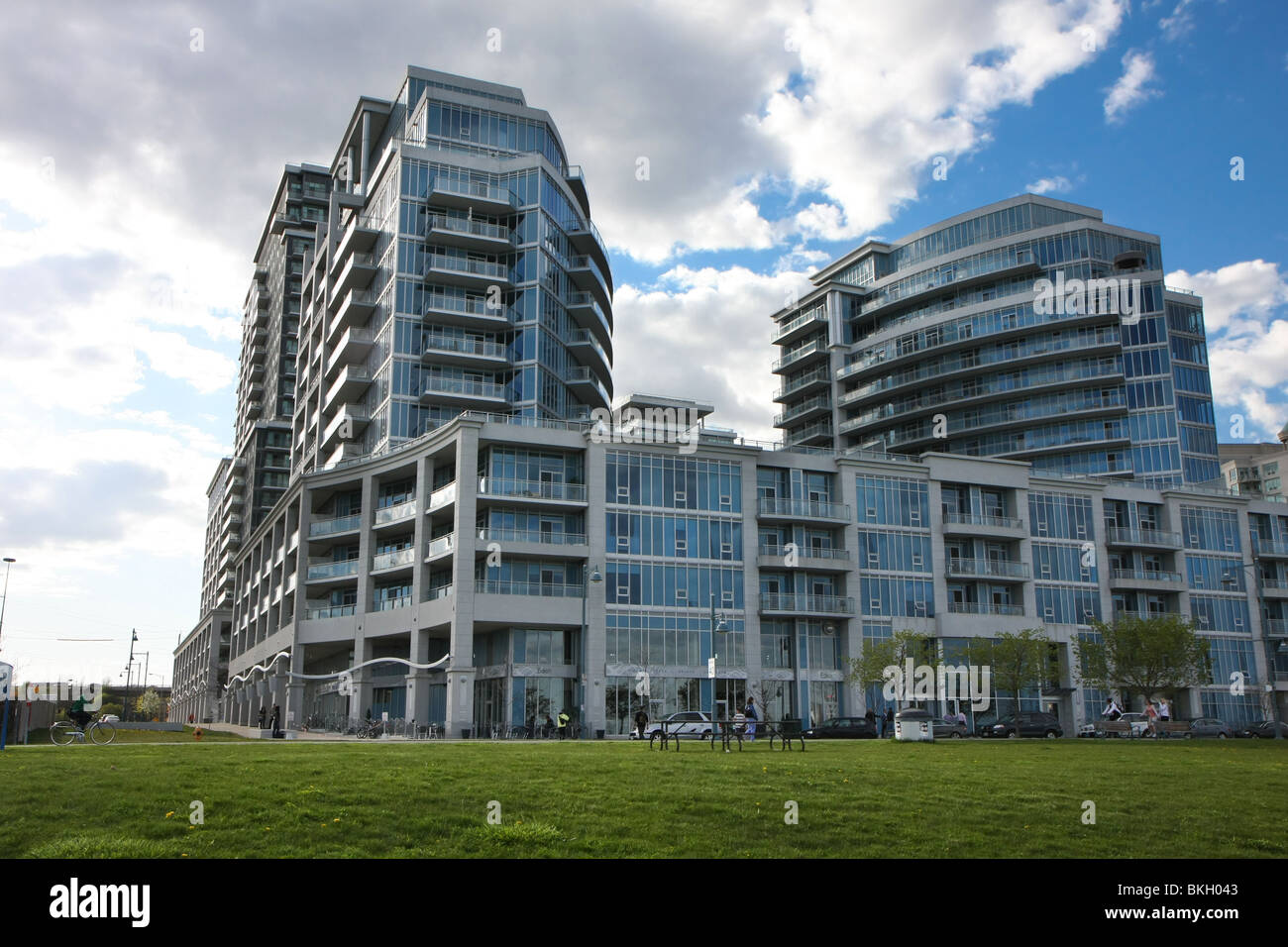 Picture of condo apartment building green blue sky modern city life residential ...