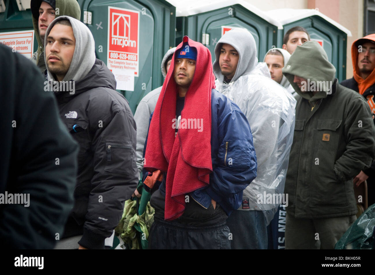 Job seekers wait on line for applications for the apprenticeship program of the Local 3 Elevator