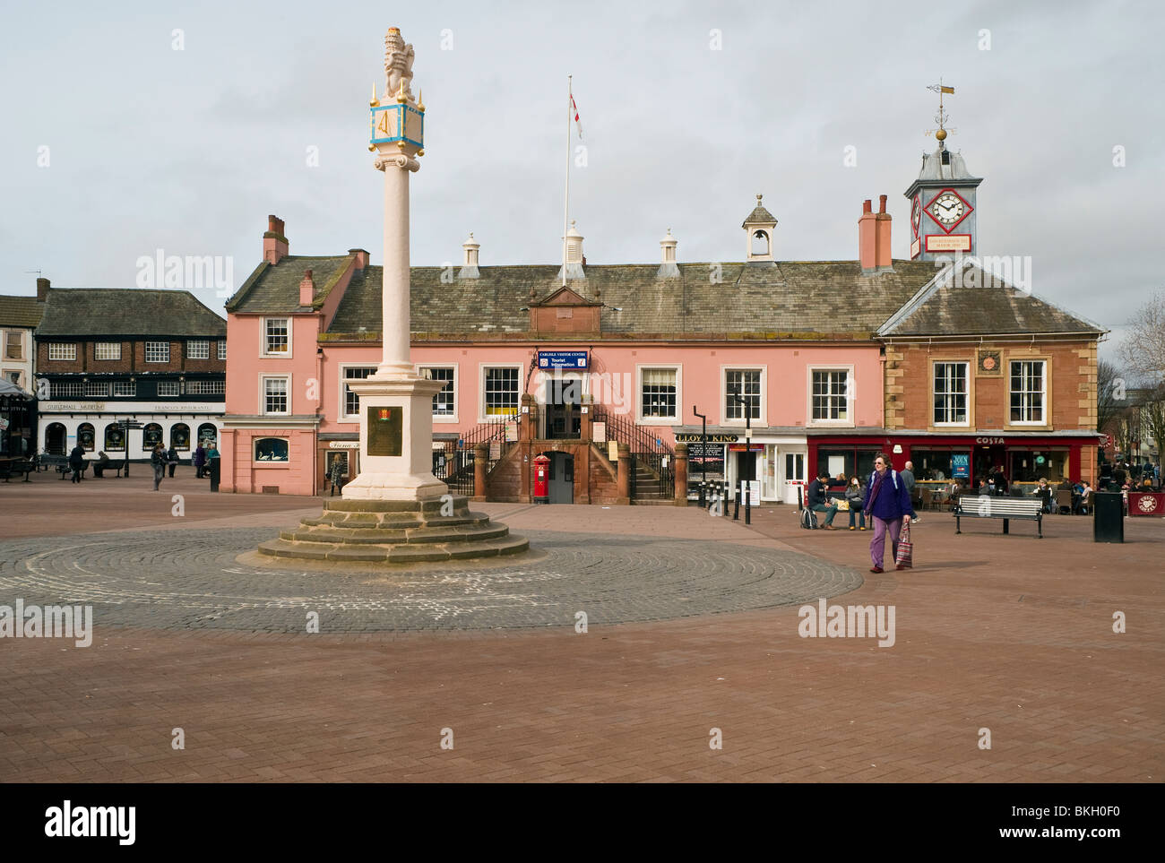 The centre of Carlisle, Cumbria, with the old Town Hall now the city’s