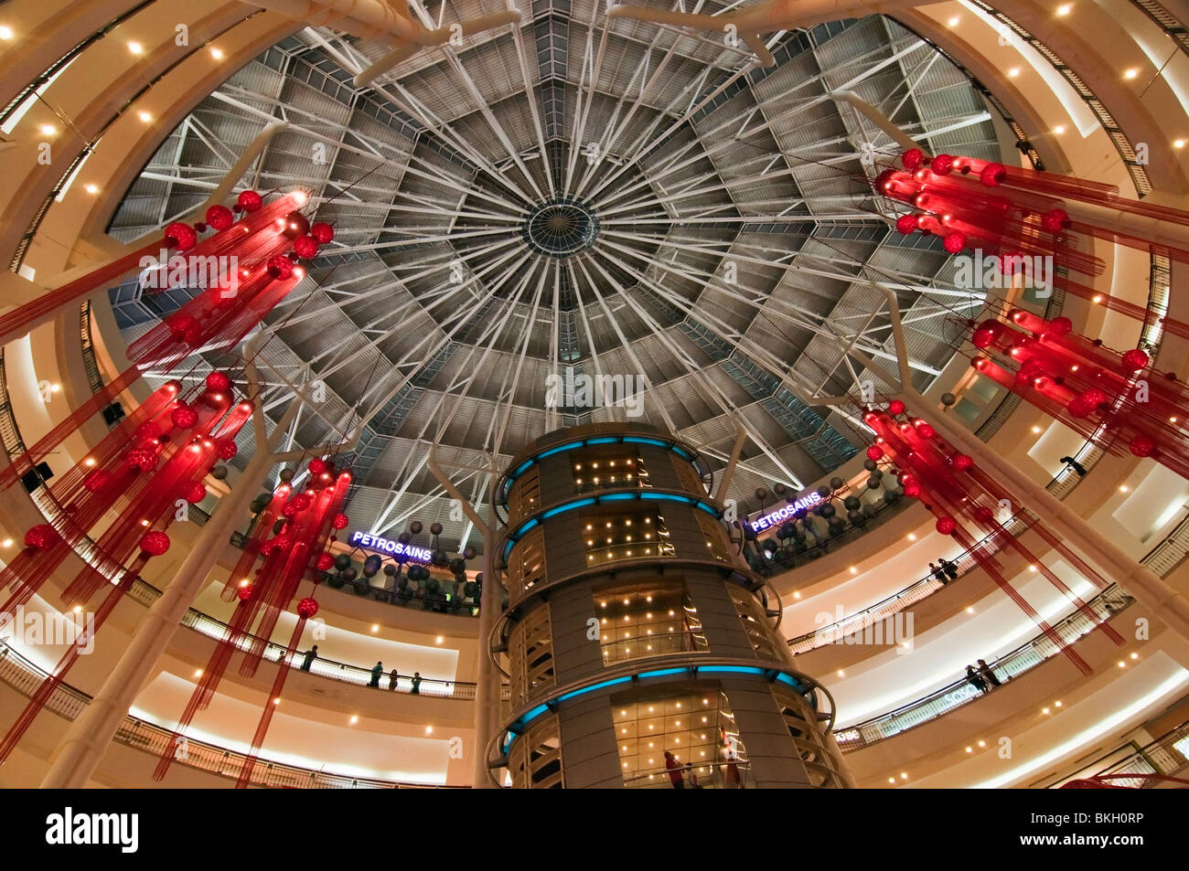 Domed ceiling at KLCC Suria shopping centre in Kuala Lumpur. Stock Photo