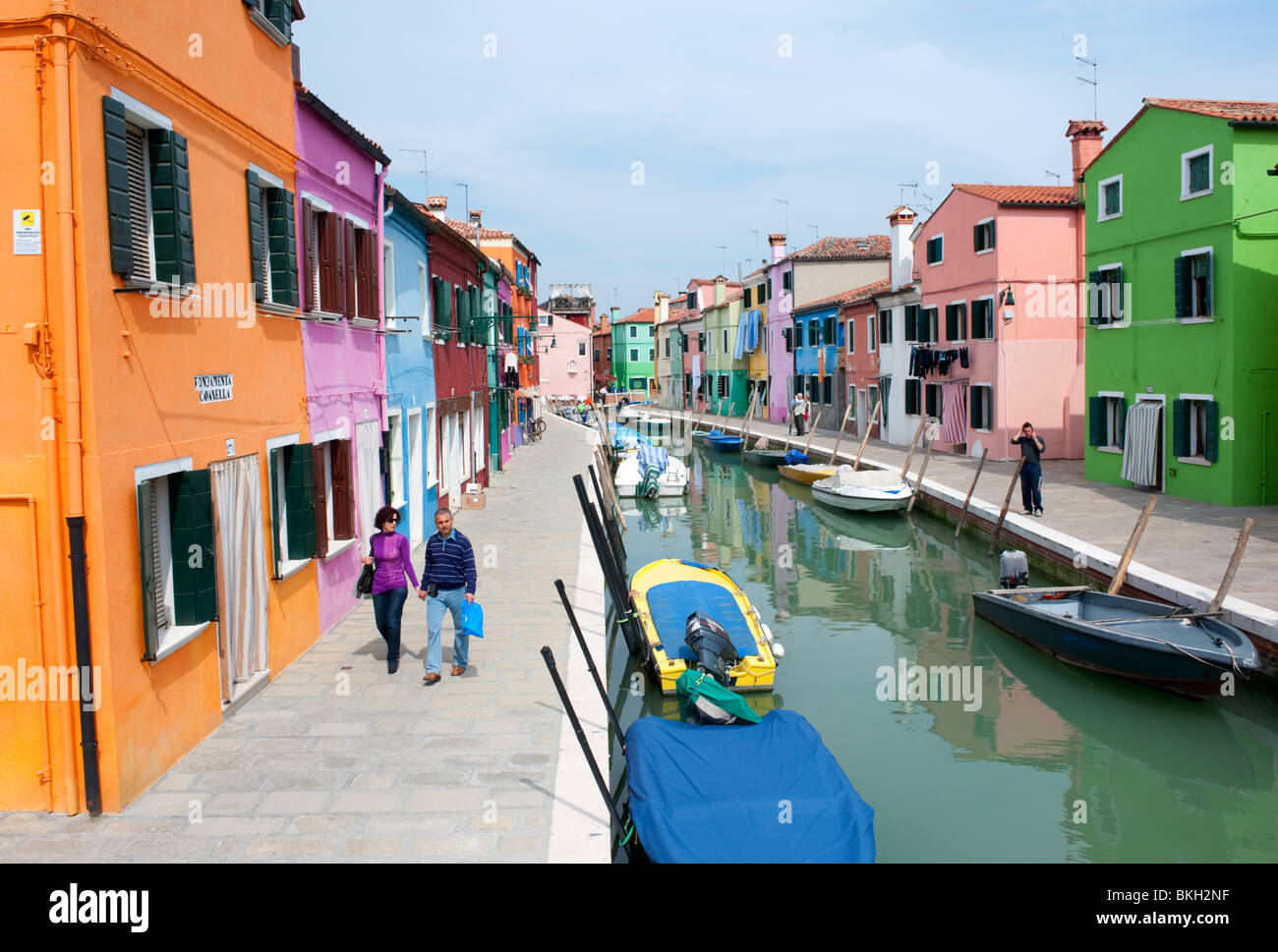 Colourful houses in village of Burano near Venice in Italy Stock Photo