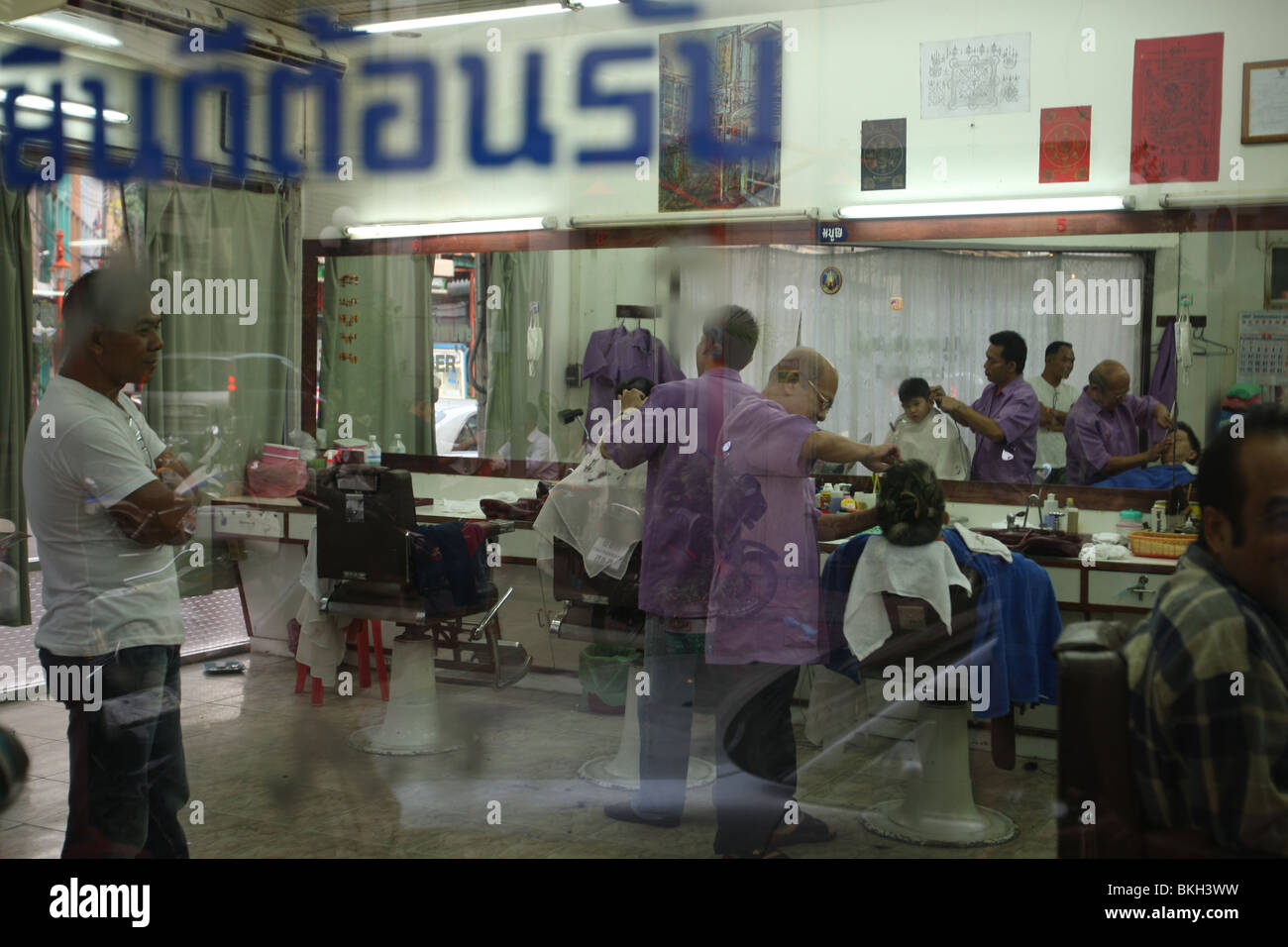 A barber in Bangkok's Chinatown Stock Photo Alamy