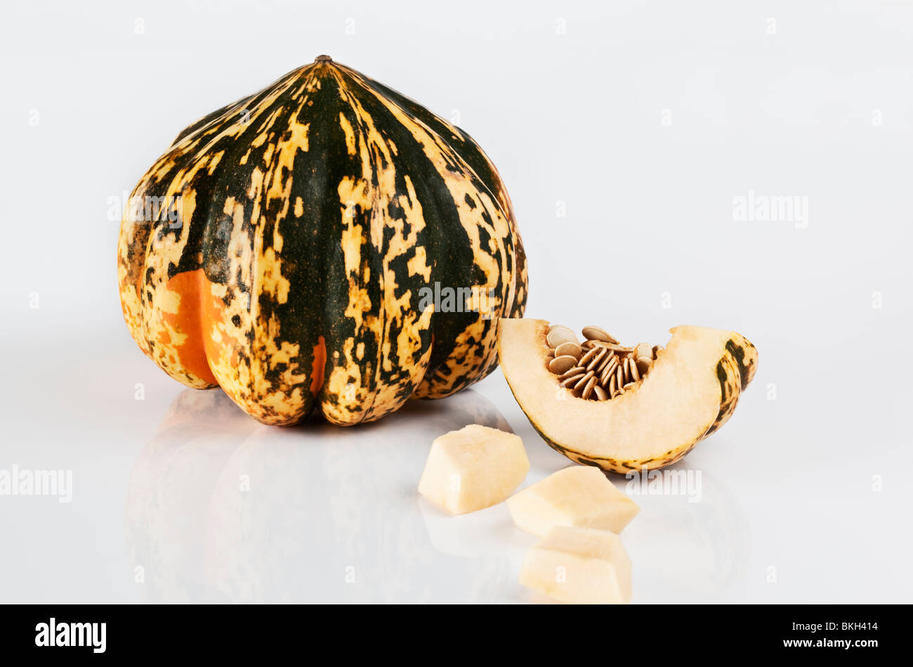 Harlequin Squash on plain background Stock Photo