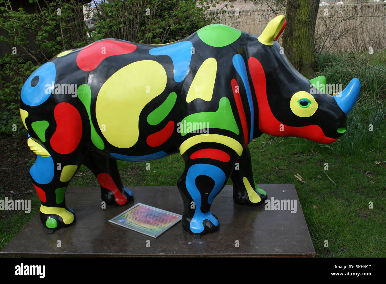 Sploge The Rhino. Part of Chester's Rhinomania Art Exhibition. Taken At Chester Zoo, England, UK Stock Photo