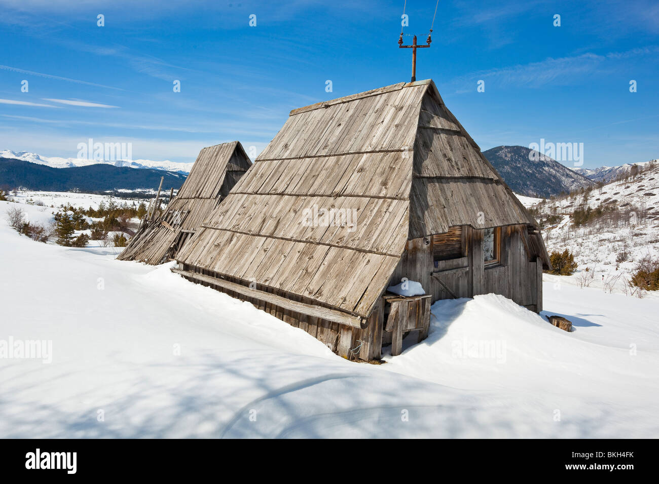 Durmitor, Winter, Mountain House, Montenegro Stock Photo