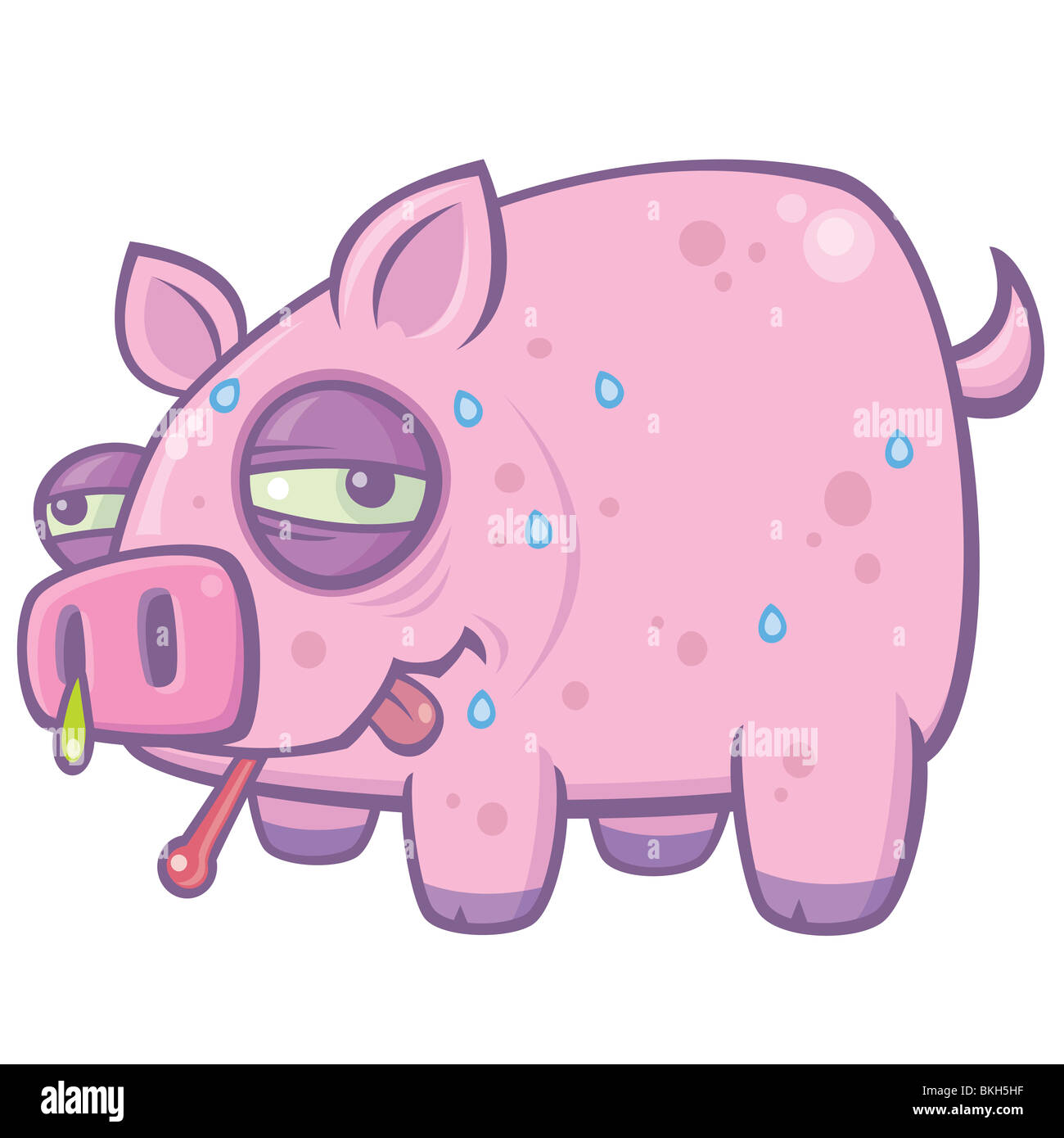 Cartoon Swine Flu Pig. Vector cartoon illustration of a sweaty, sick pig  with the Swine Flu Stock Photo - Alamy