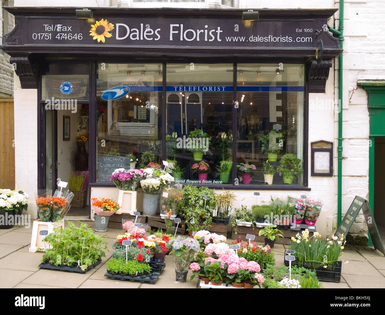 An independent florist business in the Yorkshire market town of Pickering Stock Photo