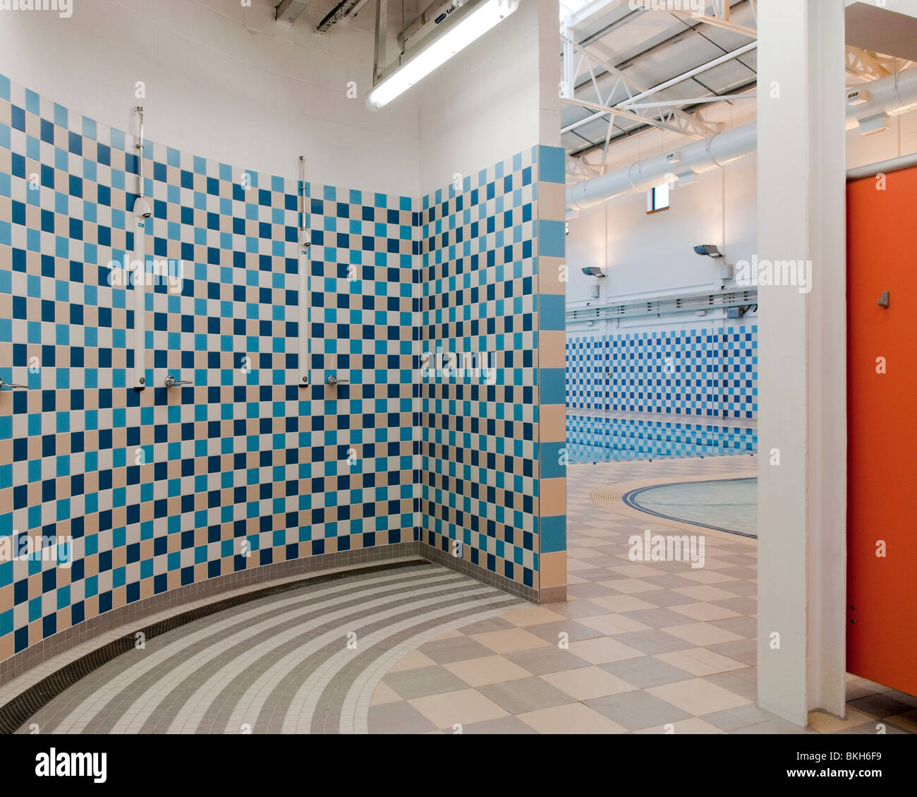 Showers at public swimming pool Stock Photo - Alamy