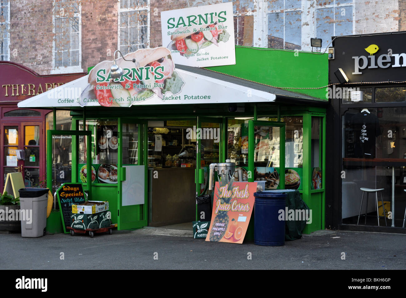 Sarni's  Sandwich Bar Gabriels Wharf South Bank London England, Stock Photo