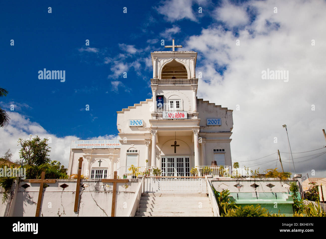 The church in the town square in Yabucoa, Puerto Rico, West Indies. Stock Photo