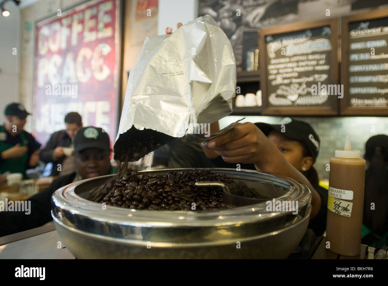 Starbucks Coffee Company Spring Street cafe in the Soho neighborhood of