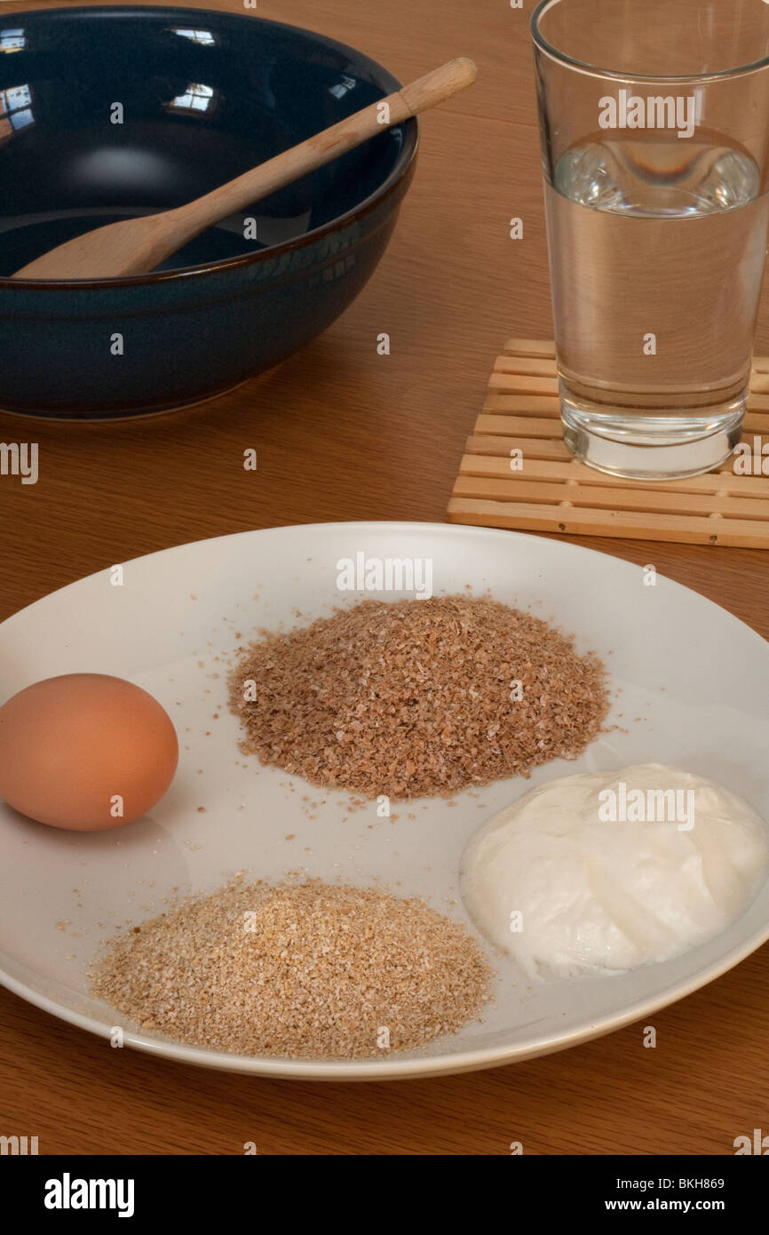 Ingredients for Dukan Oat Bran Pancake Stock Photo Alamy