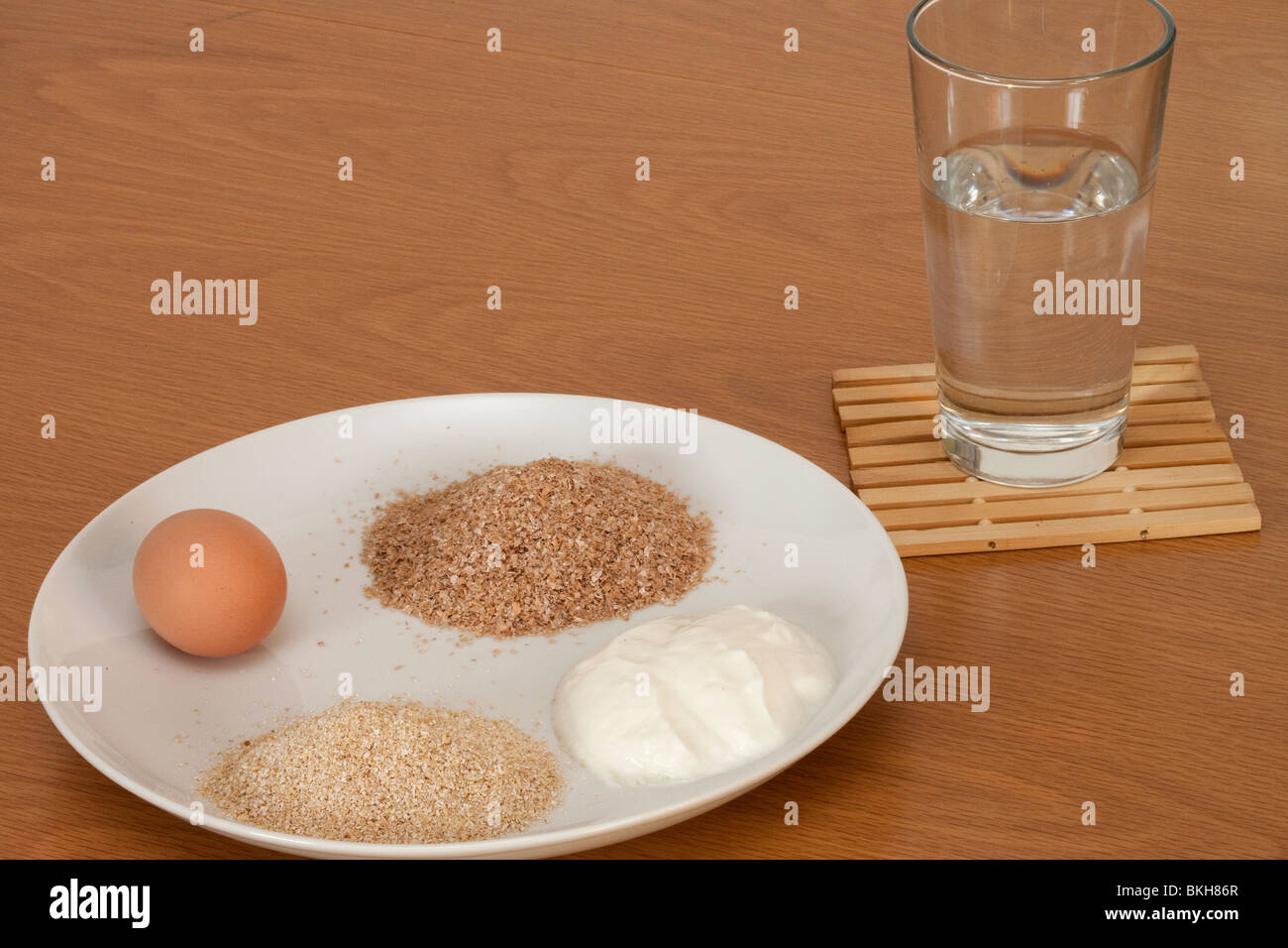 Ingredients for Dukan Oat Bran Pancake Stock Photo Alamy